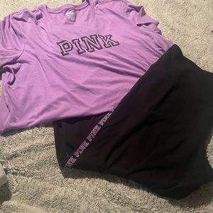 Victoria's Secret pink T-shirt and leggings